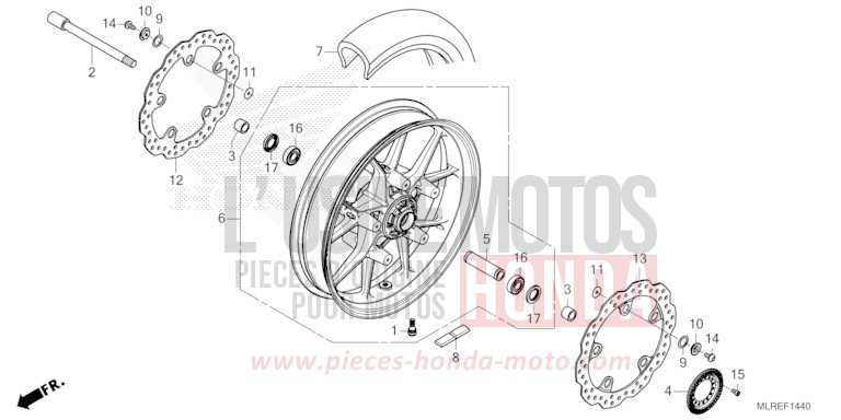 FRONT WHEEL for Hornet 500 MAT GUNPOWDER BLACK METALLIC (NH436) from 2024